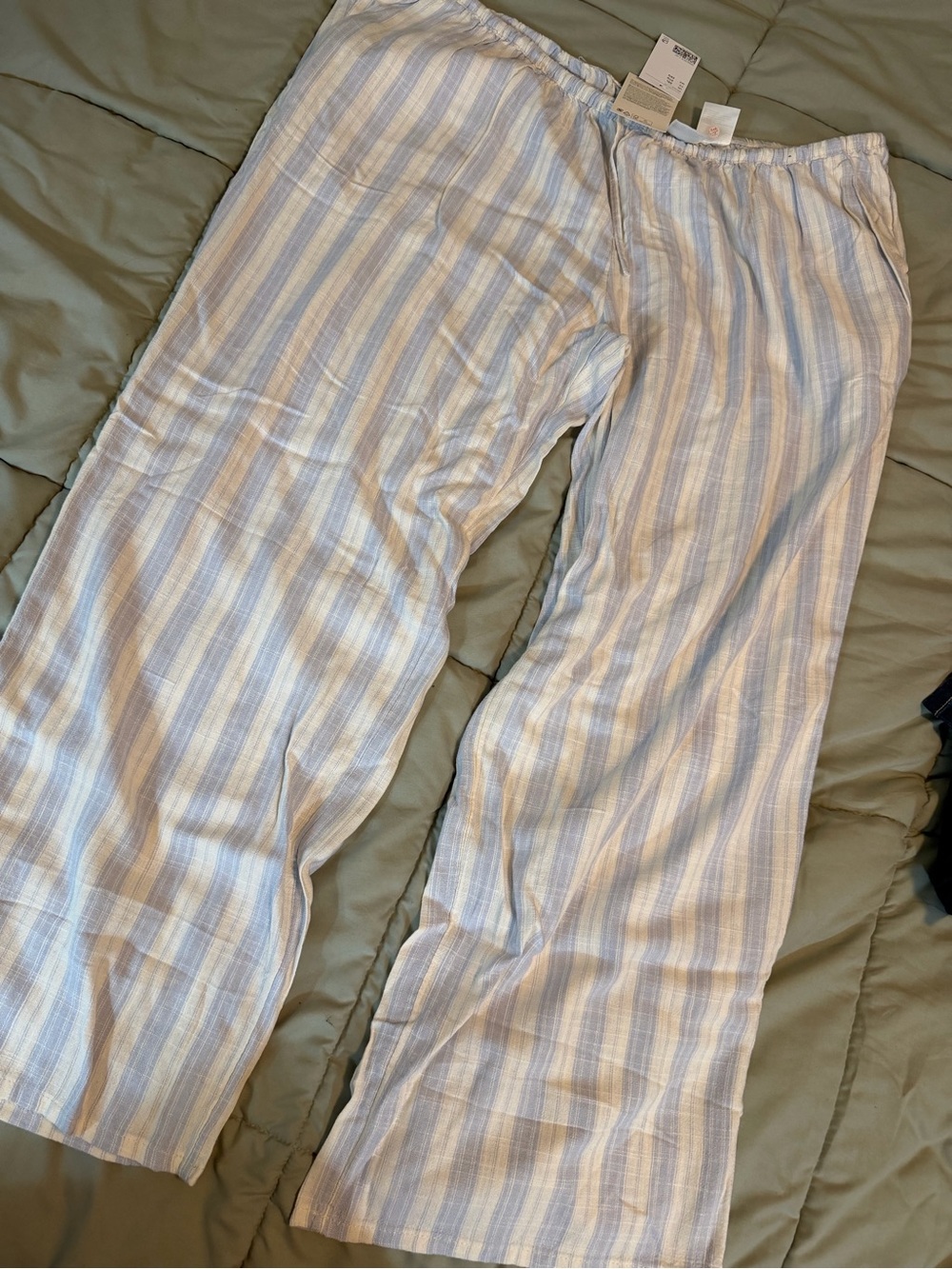 Women’s Light Blue & White Stripe Linen Pants - Picture 1 of 2